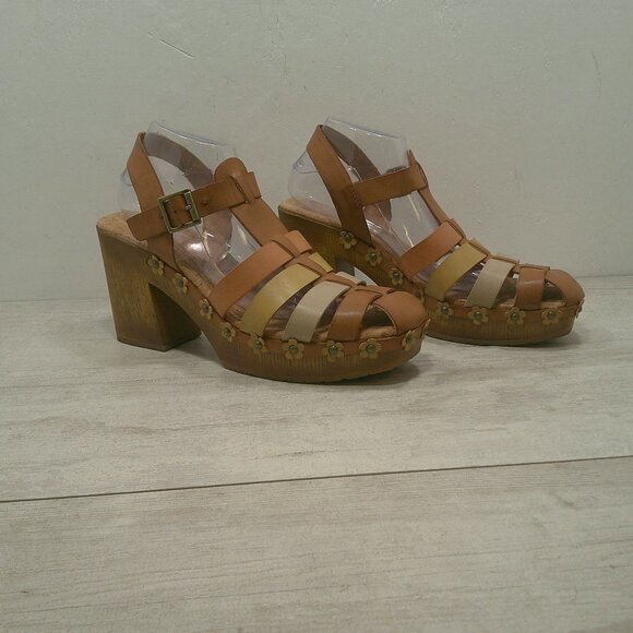 Kork-Ease Shoes - KORKS Willow Comfort Platform Boho Chunky Heels Floral Earth Tone Size 11 M
